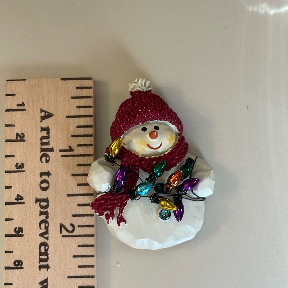 Snowman With Christmas Lights Lapel Pin